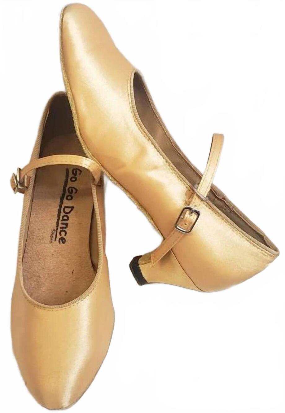 NEW GO GO DANCE women's paradise 1.3" standard ballroom shoes in tan satin